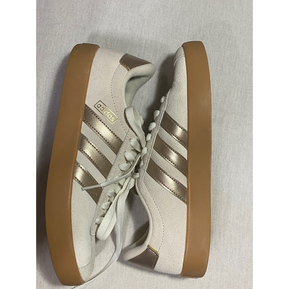 Adidas VL Court 3.0 Womens Sneakers Cream Rose Gold Suede Gum Sole ID6275 - Picture 5 of 5